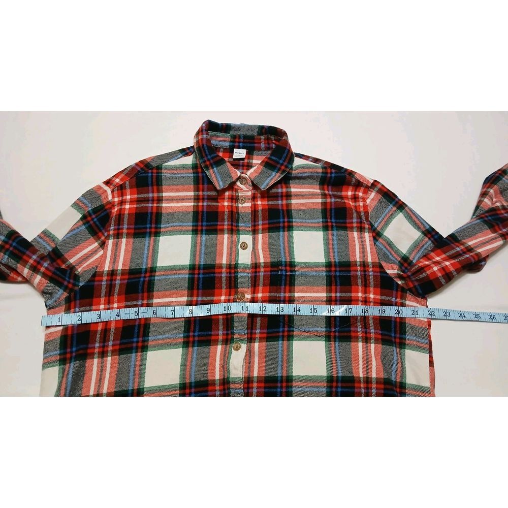 Old Navy Women's Red / Multicolor Plaid Cotton Long Sleeve Flannel Size Small - Picture 4 of 6